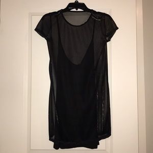 Black sheer dress with black slip